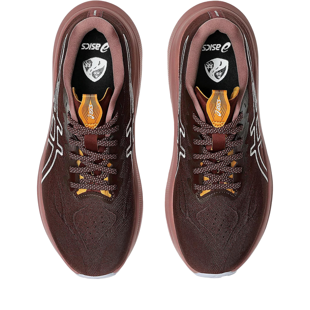 GT-2000 14 TR, chaussures de running Asics, vue du dessus, coloris bordeaux, design technique.