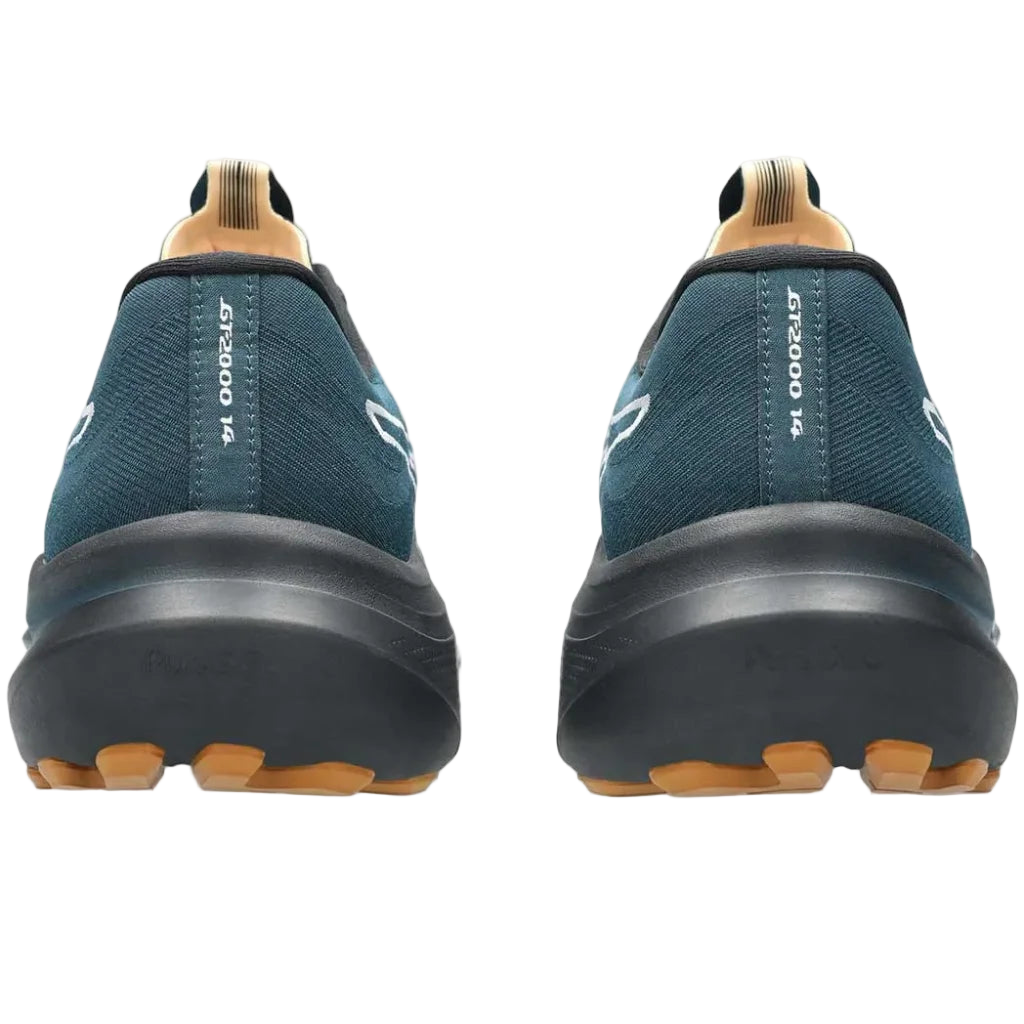 Arrière des chaussures de running GT-2000 14 TR d'Asics, mettant en avant l'adhérence et la stabilité.
